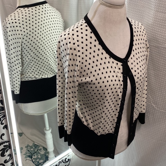 WHBM black and white polka dot cardigan - Picture 5 of 12